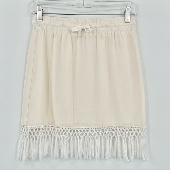 Amour Vert White Silk Macrame Crochet Mini Skirt S - Picture 2 of 7